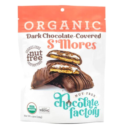 Front of Nut-Free Chocolate Factory Dark Chocolate-Covered S'mores