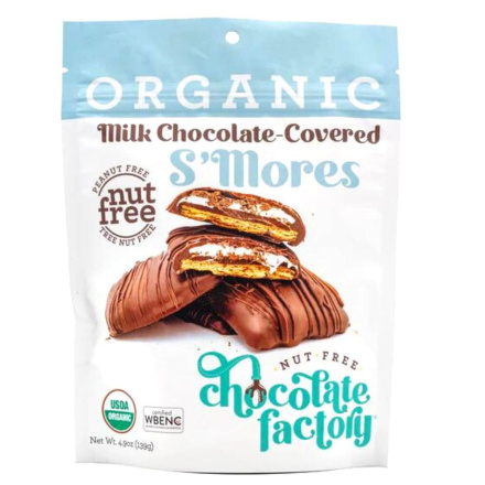 Front of Nut-Free Chocolate Factory Organic Milk-Chocolate Covered S'mores