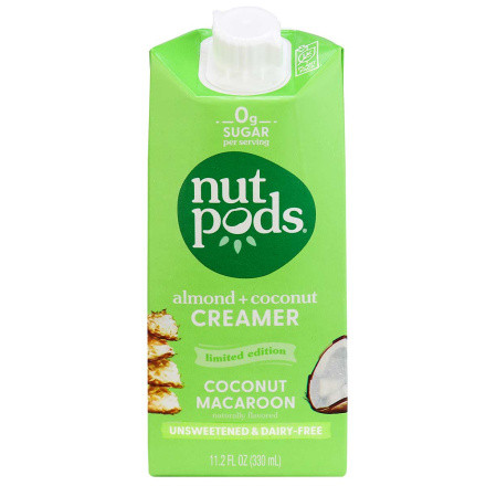 Front of Nutpods Unsweetened Almond + Coconut Creamer Coconut Macaroon, 330mL