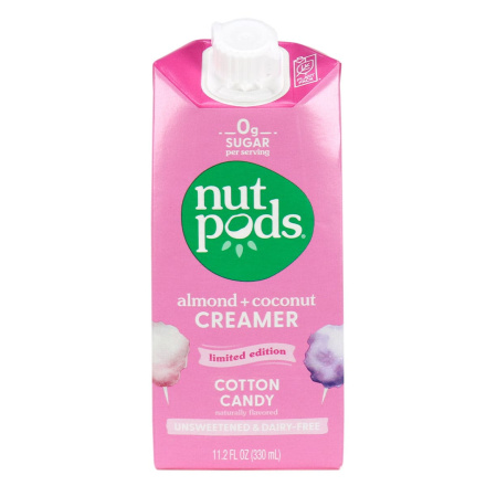 Front of Nutpods Unsweetened Dairy-Free Almond + Coconut Creamer Cotton Candy, 330mL