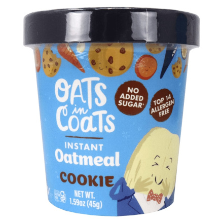 Front of Oats In Coats Gluten-Free No Added Sugar Instant Oatmeal Cookie
