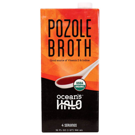 Front of Ocean’s Halo Vegan Pozole Broth, 946mL