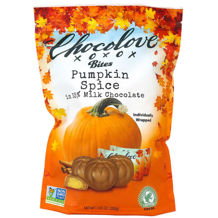 Chocolove Bites Pumpkin Spice in 33% Milk Chocolate, 20 Wrapped Bites
