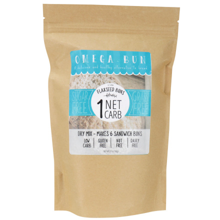 Front of Omega Bun Keto Flaxseed Buns Dry Mix