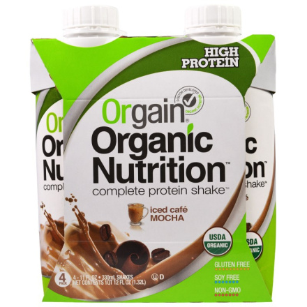 Orgain Organic Nutritional Shake Iced Cafe Mocha, 4 Pack