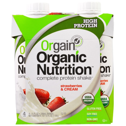 Orgain Organic Nutritional Shake Strawberries & Cream, 4 Pack