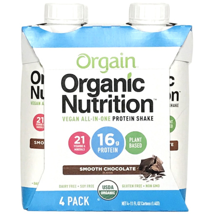 Orgain Organic Vegan Nutritional Shake Smooth Chocolate, 4 Pack
