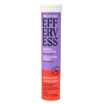 Organika Effervess Marine Collagen and Vitamin C Tablets Cranberry, 14 Tablets