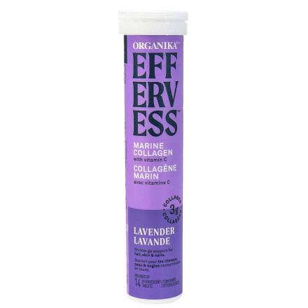 Organika Effervess Marine Collagen and Vitamin C Tablets Lavender, 14 Tablets 