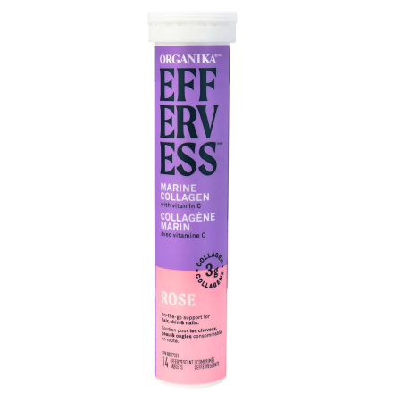 Organika Effervess Marine Collagen and Vitamin C Tablets Rose, 14 Tablets 