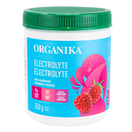 Front of Organika Sugar-Free Electrolyte Mix Wild Raspberry, 350g