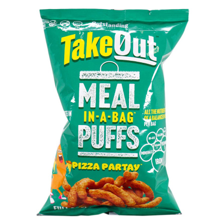 Front of Outstanding Foods Takeout Meal In-A-Bag Puffs Pizza Partay, 85g