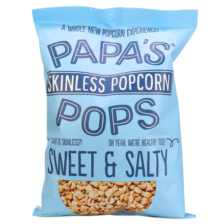 Front of Papa’s Pops Skinless Popcorn Sweet & Salty, 141.7g
