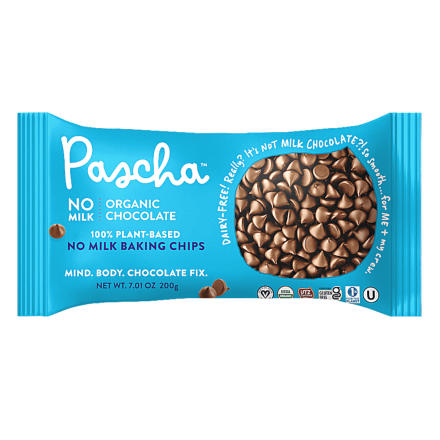 Front of Pascha No Milk Organic Baking Chips, 200g