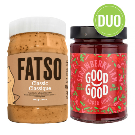 Good Good + Fatso Classic Peanut Butter & Strawberry Jam Combo