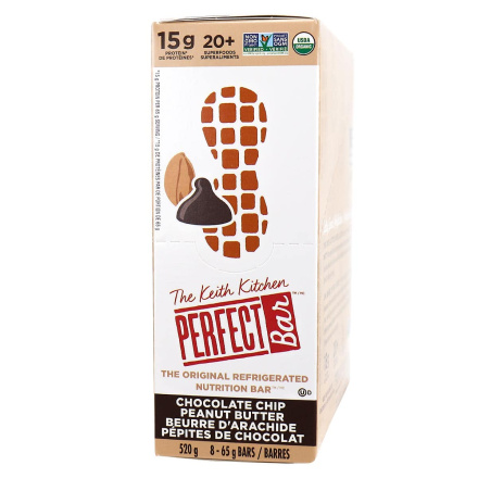 Front of Perfect Bar Protein Bar Chocolate Chip Peanut Butter, 8 Bars
