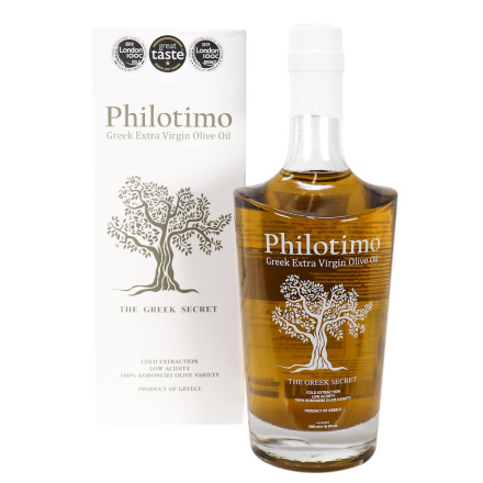 Bottle of The Greek Secret Philotimo Greek Extra Virgin Olive Oil, 500mL