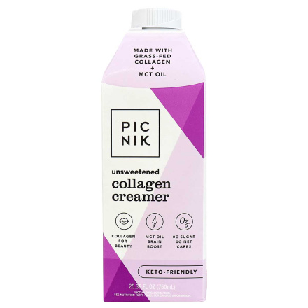 Front of Picnik Unsweetened Collagen Creamer, 750ml