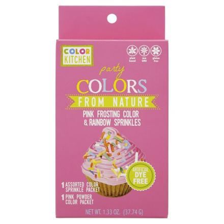 ColorKitchen Pink Food Color and Rainbow Sprinkle Set, 38g