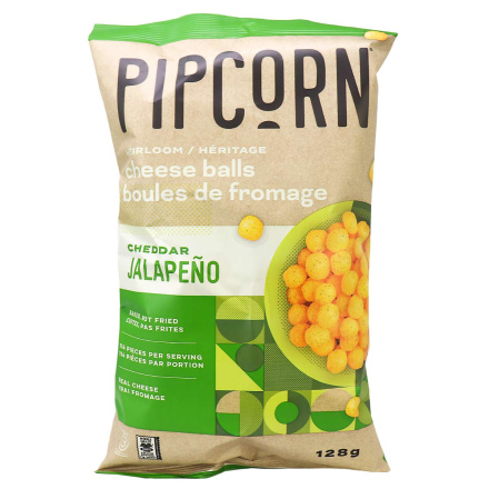Pipcorn Baked Heirloom Cheese Balls Cheddar Jalapeño, 128g