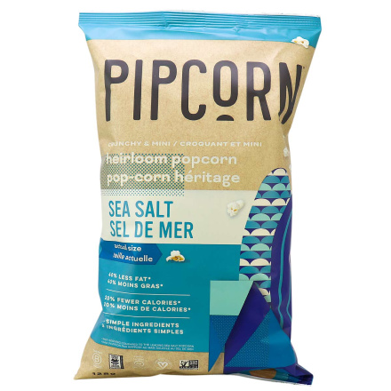 Pipcorn Crunchy Mini Heirloom Popcorn Sea Salt, 128g