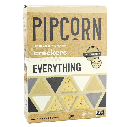 Front of Pipcorn Gluten-Free Everything Heirloom Snack Crackers, 120g