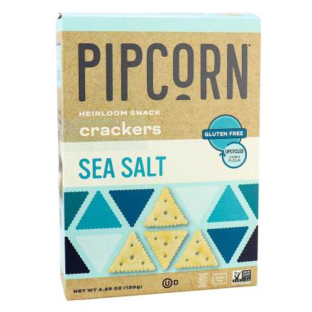 Front of Pipcorn Gluten-Free Sea Salt Heirloom Snack Crackers, 120g
