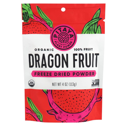 Front of Pitaya Foods Organic Dragon Fruit Freeze Dried Powder, 113g