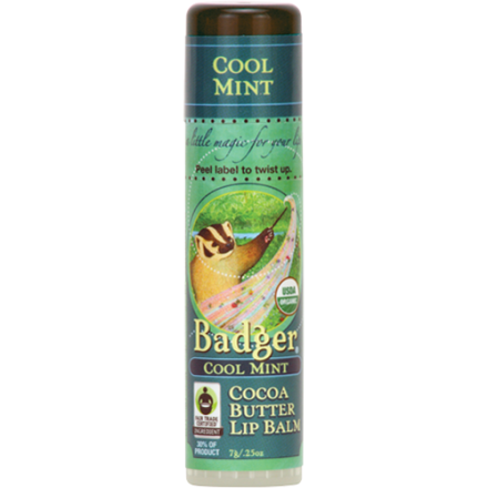 Badger Organic Cocoa Butter Lip Balm Stick - Cool Mint, 7g
