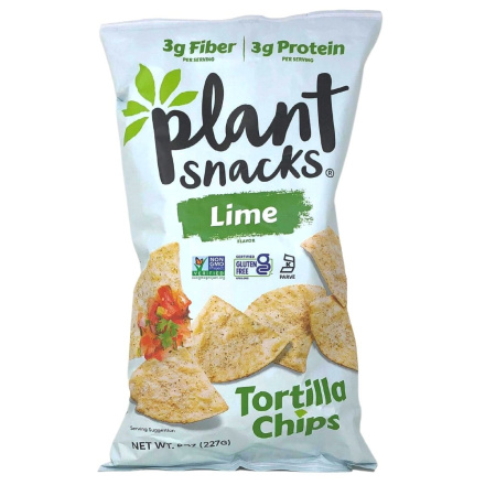 Front of Plant Snacks Grain-Free Lime Cassava Chips, 227g