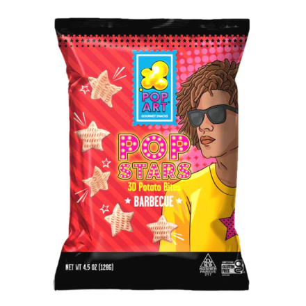 Front of Pop Art Gourmet Pop Stars 3D Potato Bites Barbecue