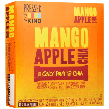 Pressed By Kind Mango Apple Chia Bars, 12 Ct