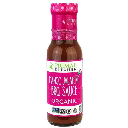 Front of Primal Kitchen Organic Mango Jalapeño BBQ Sauce, 256g
