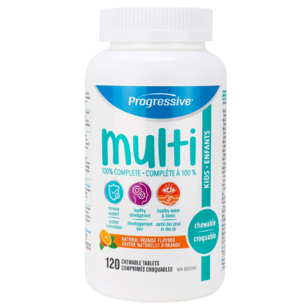 Front of Progressive Chewable Multivitamin For Kids Natural Orange, 120 Tablets