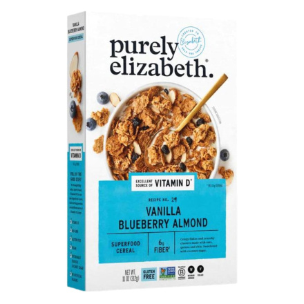 Front of Purely Elizabeth Superfood Cereal Vanilla Blueberry Almond