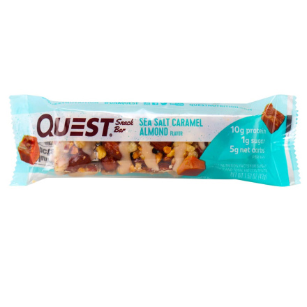 Front of Quest Snack Bar Sea Salt Caramel Almond 