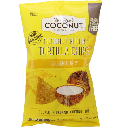 The Real Coconut Golden Curry Coconut Flour Tortilla Chips, 155g