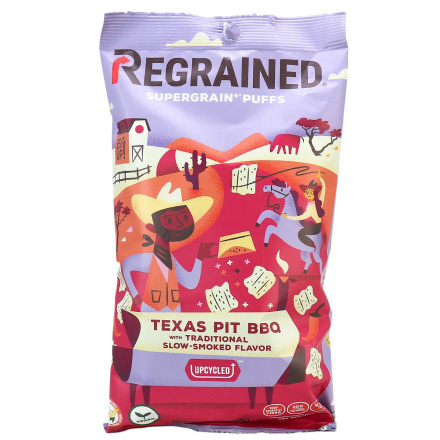 Front of ReGrained Supergrain+ Puffs Texas Pit BBQ, 99g