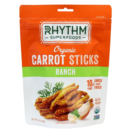 Rhythm Superfoods Organic Carrot Sticks Ranch, 40g 