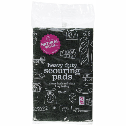 Natural Value Heavy Duty Scouring Pads, 2 Ct