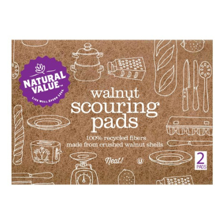 Natural Value Walnut Scouring Pads, 2 Ct
