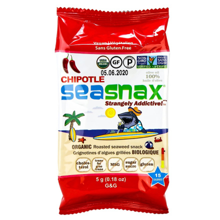 SeaSnax Organic Roasted Seaweed Snack Chipotle, 5g