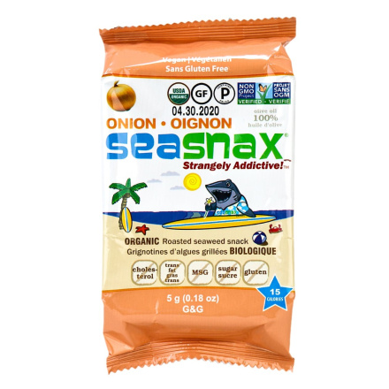 SeaSnax Organic Roasted Seaweed Snack Onion, 5g