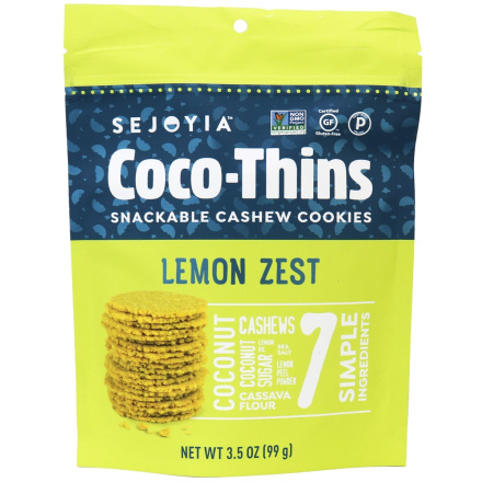 Sejoyia Lemon Zest Coco-Thins Cashew Cookies, 99g