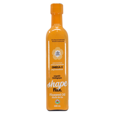 Front of Shape Foods Shape Flax Organic Flaxseed Oil, 500mL