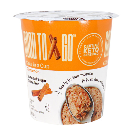 Side 1 of Good To Go Keto Cinnamon Cake in a Cup, 50g
