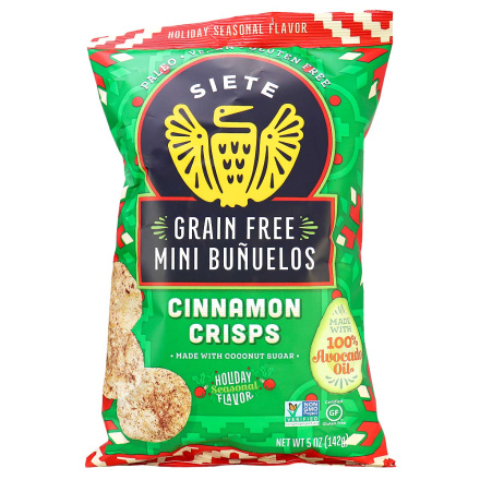 Front of Siete Grain-Free Mini Buñuelos Cinnamon Crisps, 142g