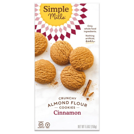 Front of Simple Mills Grain-Free Crunchy Cookies Cinnamon, 156g