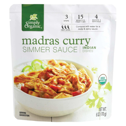 Front of Simply Organic Madras Curry Simmer Sauce