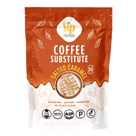 Front of Sip Herbals Coffee Substitute Salted Caramel, 8 oz